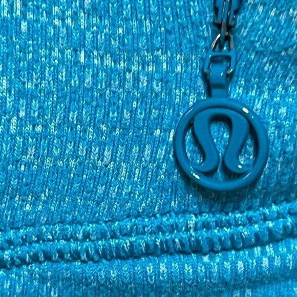 Lululemon base runner Mini Check Pique Surge Heathered Turquoise Pullover Sz 6 - Picture 12 of 16